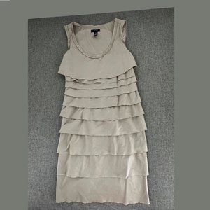 Alfani Layered Tiered Dress Size 2 Scoop Neck Sleeveless Fringe Edges Cotton, Sp
